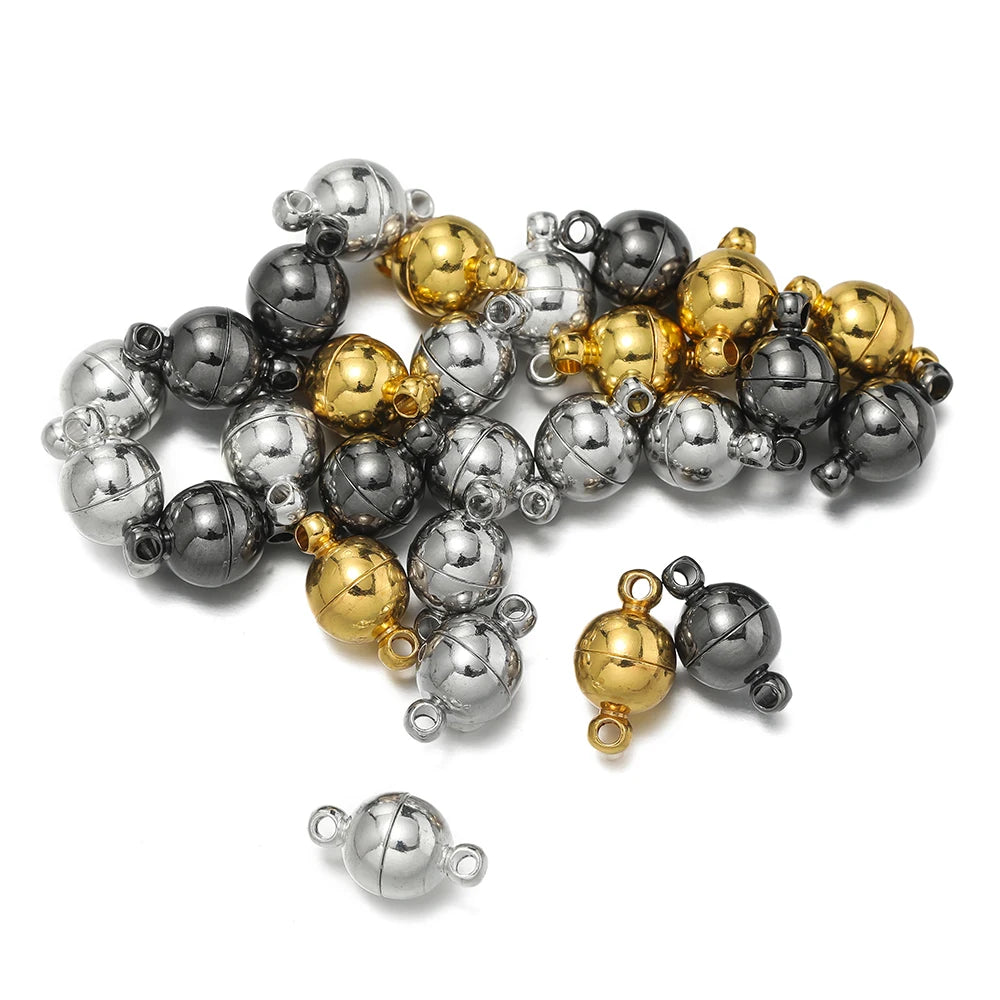 10Sets Magnetic Clasps 6mm/8mm/10mm Buckle Hook Round Magnet Converter Clasp For Bracelet DIY Jewelry Making Findings