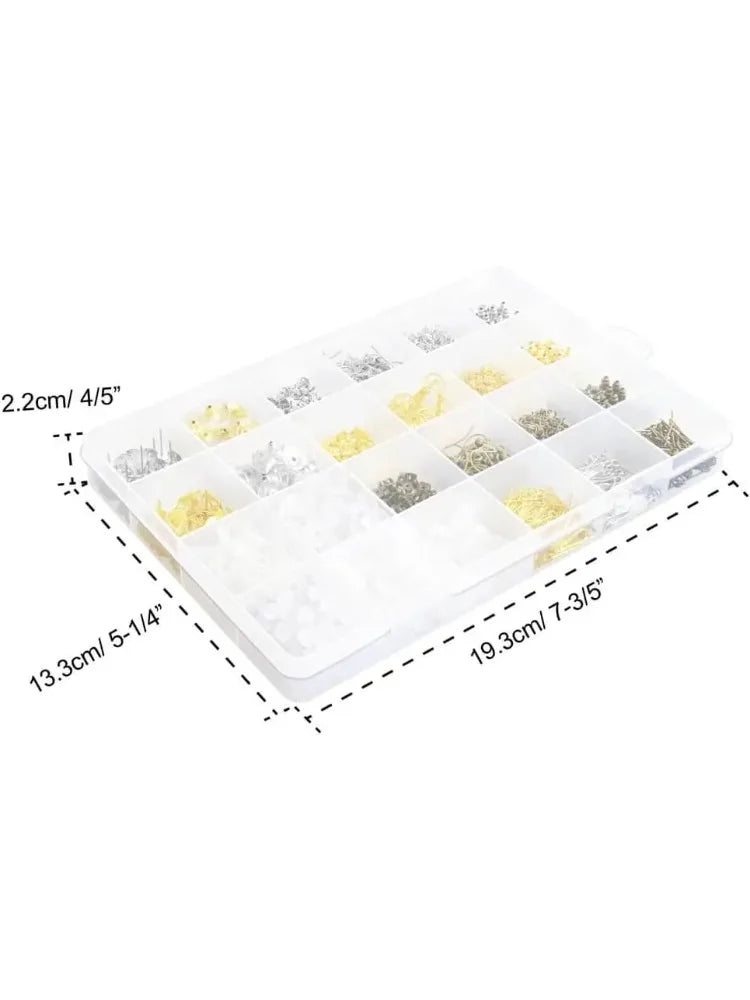 2400Pcs Earring Making Supplies Kit with 24 Style Earring Hooks, Earring Backs