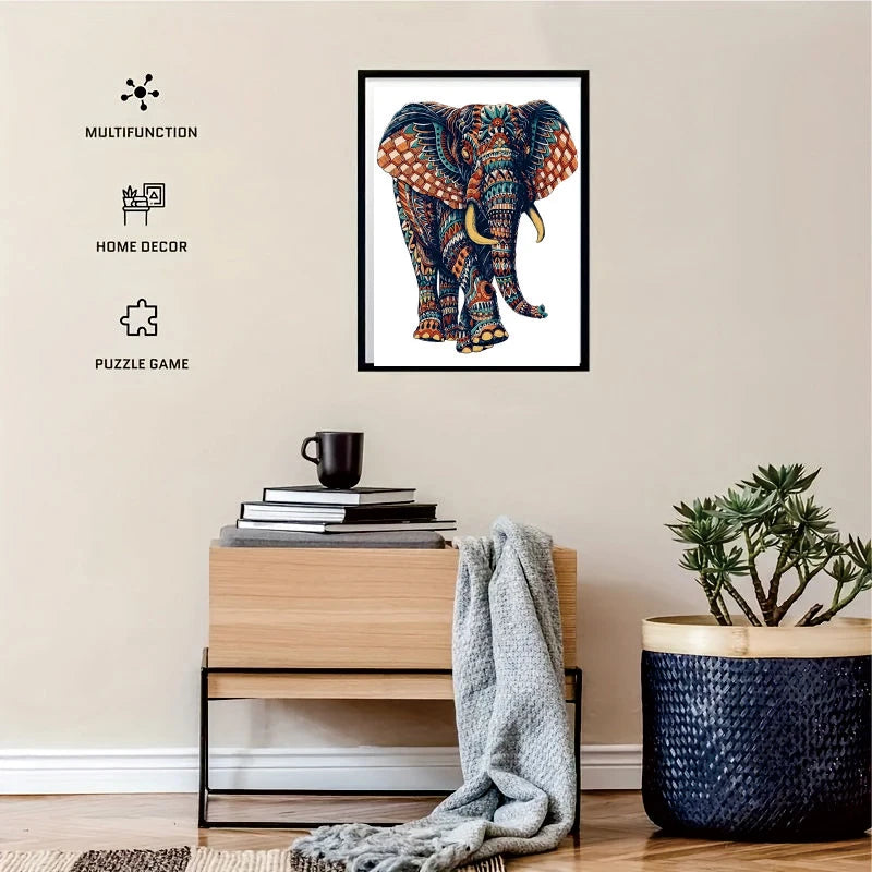 Elephant Wooden Jigsaw Puzzles Adult, Teens, Family, Animal Shaped Natural Wood Puzzle, Best Christmas Gift And Family Games Mag