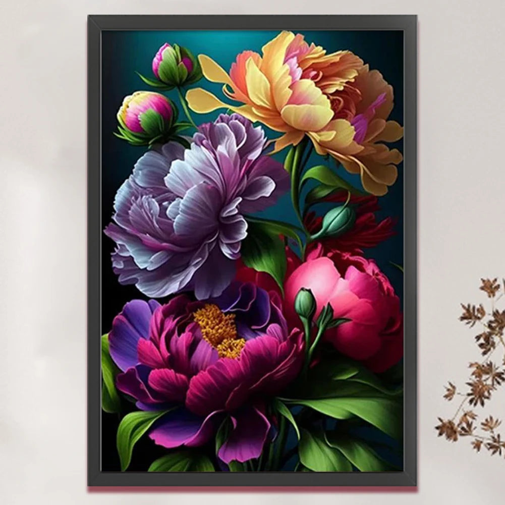 Full Embroidery Beads Printed 9CT Flower Cross Stitch Kit Home Art Decor50x69cm