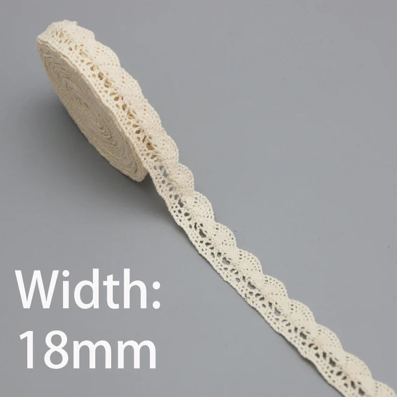 Cotton Lace Ribbon Beige DIY Handmade Wedding Party Craft Gift Packing Patchwork Crocheted Lace (5 meters/lot)