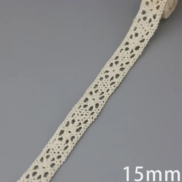 Cotton Lace Ribbon Beige DIY Handmade Wedding Party Craft Gift Packing Patchwork Crocheted Lace (5 meters/lot)