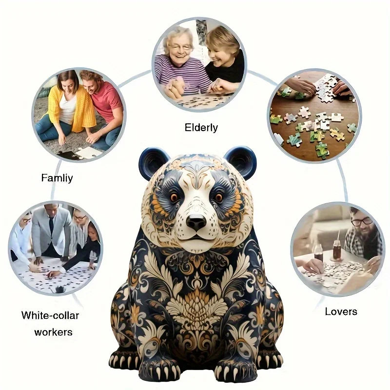 1PC Animal-Themed Magic Puzzle - Wooden Panda Jigsaw for Holidays & Special Occasions