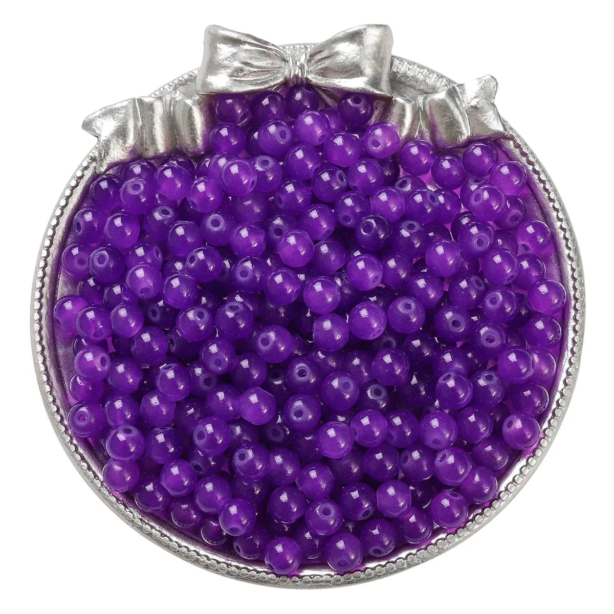 4/6/8/10mm Jelly Painted Glass Imitation Jade Round Beads - DIY Jewelry (Bracelet/Necklace) & Accessories 100/50/20pcs/Pack