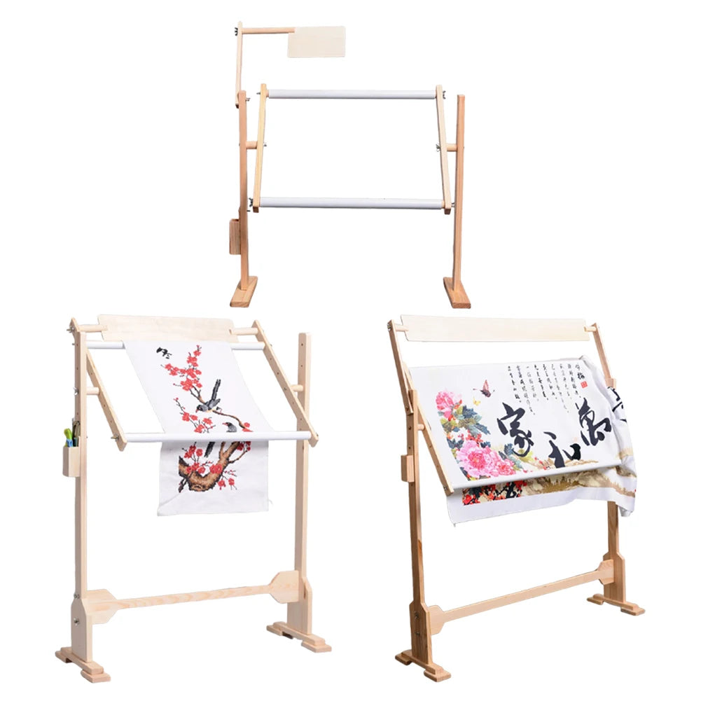 Adjustable Height Wooden Embroidery Rack Stand Cross Stitch Embroidery Frame Cross Stitch Stand for Stitching Sewing Craft