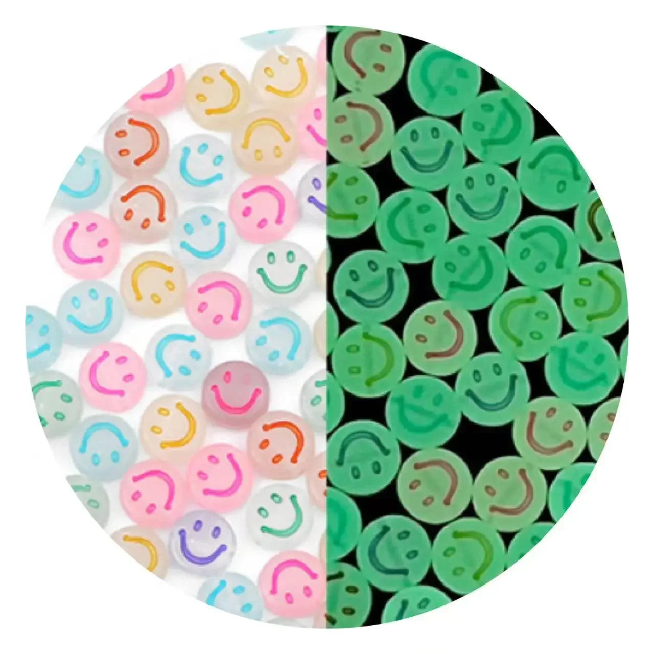 100/200/300/500pcs Acrylic Luminous Beads Round Heart Flower Square Alphabet Beads For Jewelry Making Diy Bracelet Accessorie