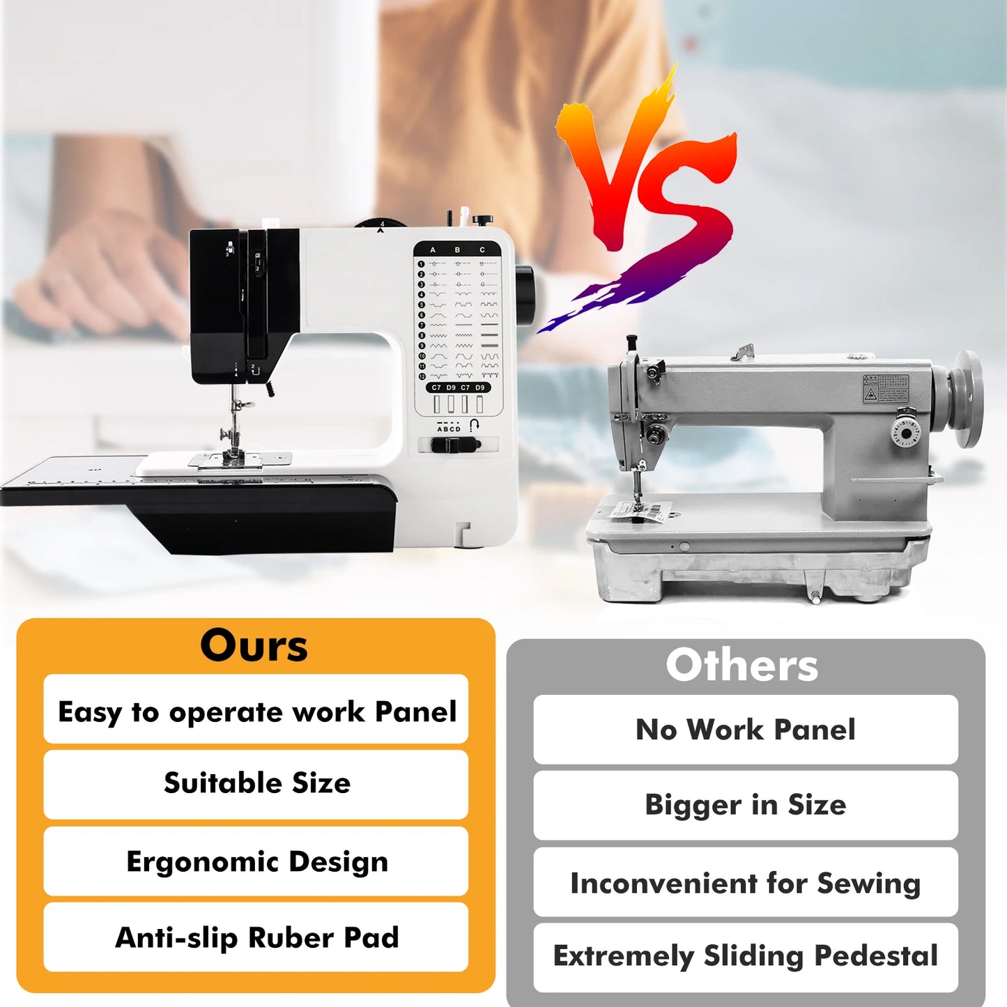 12 Stitches Mini Sewing Machine Electric Double Thread Sewing Machine with Extension Table Automatic winding design US