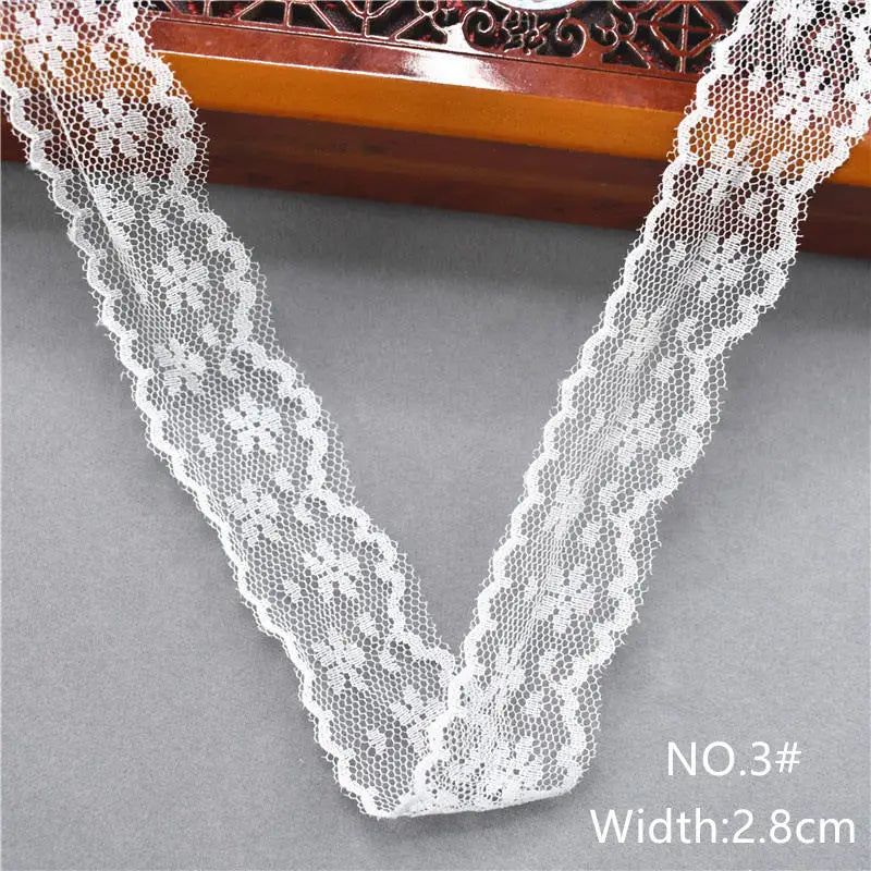 Best Selling 10yards 38kinds Color  White Lace Ribbon Woven Band French African Lace Wedding Fabric DIY Clothing/gift Wrapping