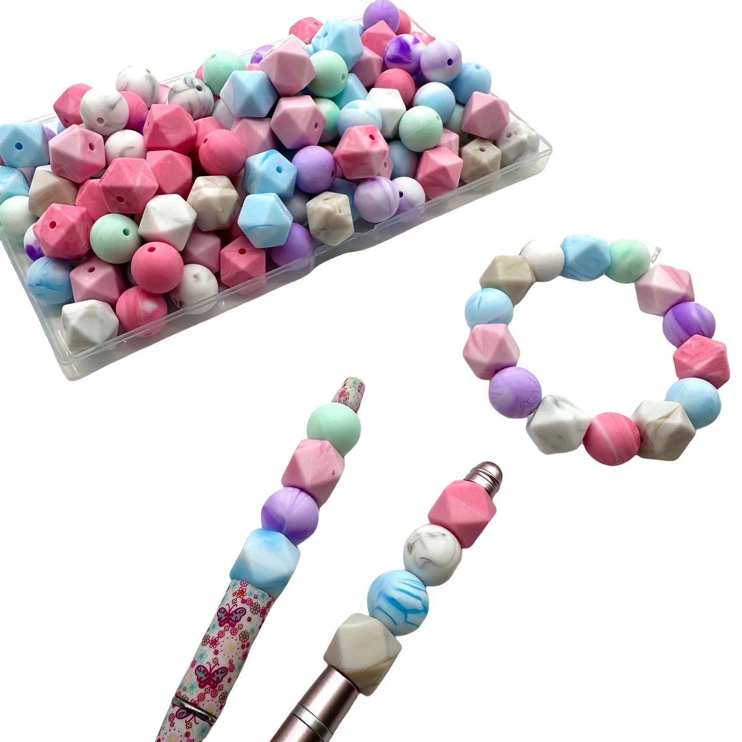 100pcs two-color series silicone beads mixed focal beads silicone pen beads DIY handmade necklace  keychain beads jewelry beads