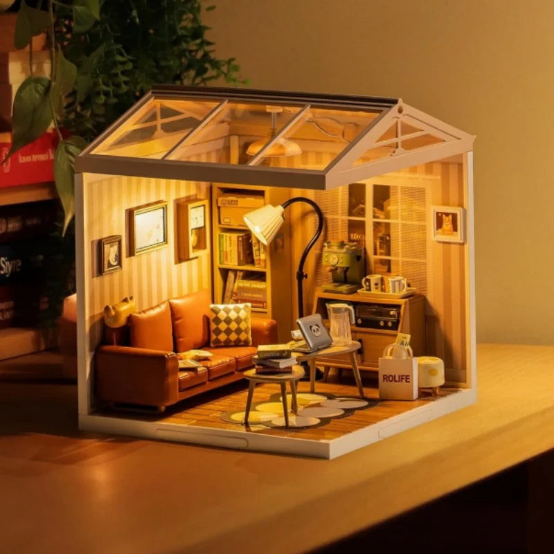 Robotime DIY Miniature Dollhouse Kit with Accessories Model Supply Store Kit with LED to Build Decent Birthday Gift