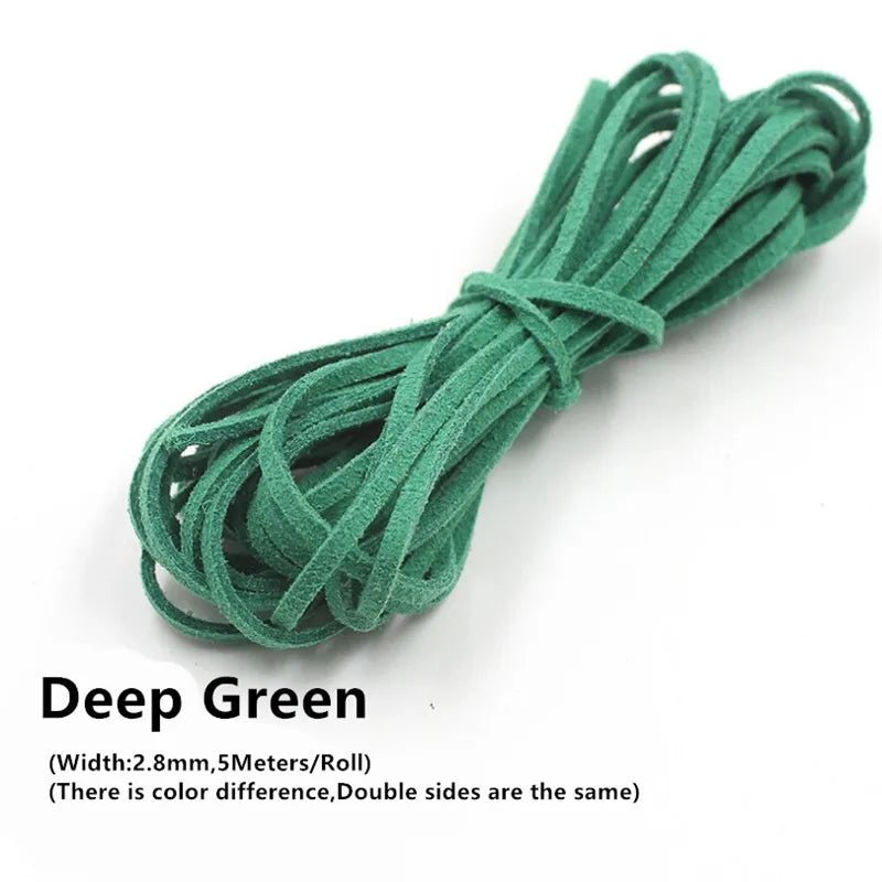 3MM 5M Micro-Fiber Flat Leather Lace Beading Thread Faux Suede Cord String Velvet Beading Supplies