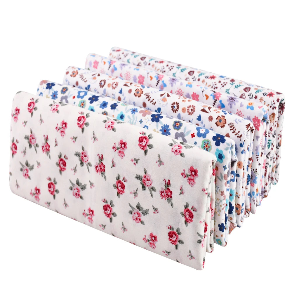 Teramila 5 PCS/Pack Cotton Fabirc Flower Printed Cloth For Hair Bows Sewing Quilt Doll Costume, Scrapbook Decoration Accessories
