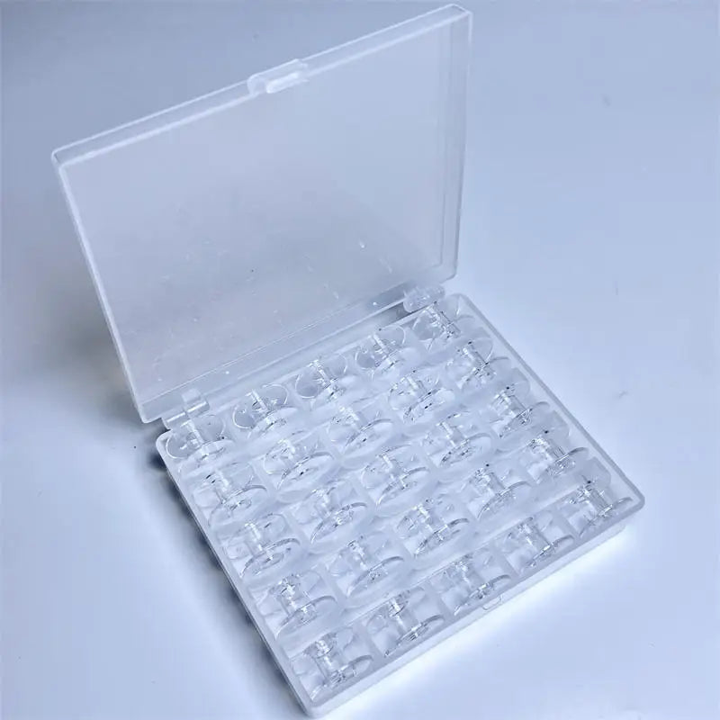 25 Grid Clear Empty Bobbins Storage Box Or 25 Pcs Sewing Bobbins Spools With Box For DIY Household Sewing Machine Accessories