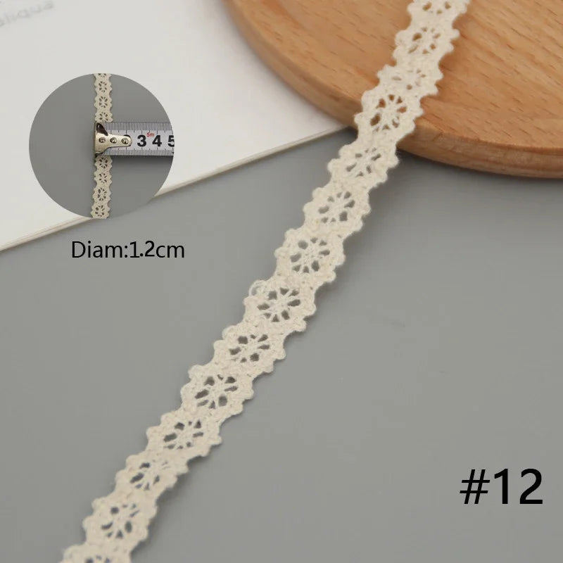 5 Meters Cotton Lace Trim Ribbon Beige Sewing Trim Lace Ribbon Crochet Lace Fabric DIY Wedding Party Craft Christmas Gift Decor