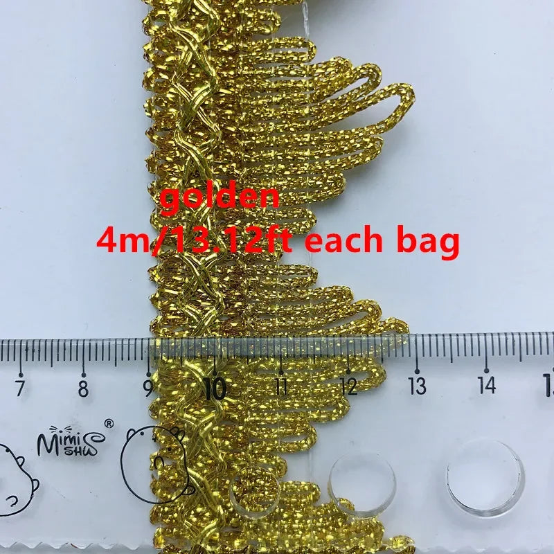 4m/13.12ft each pack Golden lace trims big wide sewing hat curtain dress accessory DIY handmake craft ribbons fabric decoration