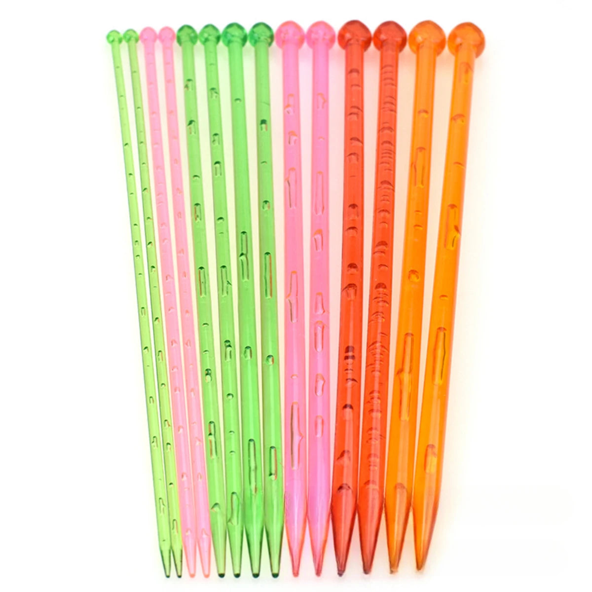 14pcs/set Candy-Colored Plastic Crystal Knitting Needles Weaving Tools Crochet Needles DIY Scarf Sweater Needlework Set
