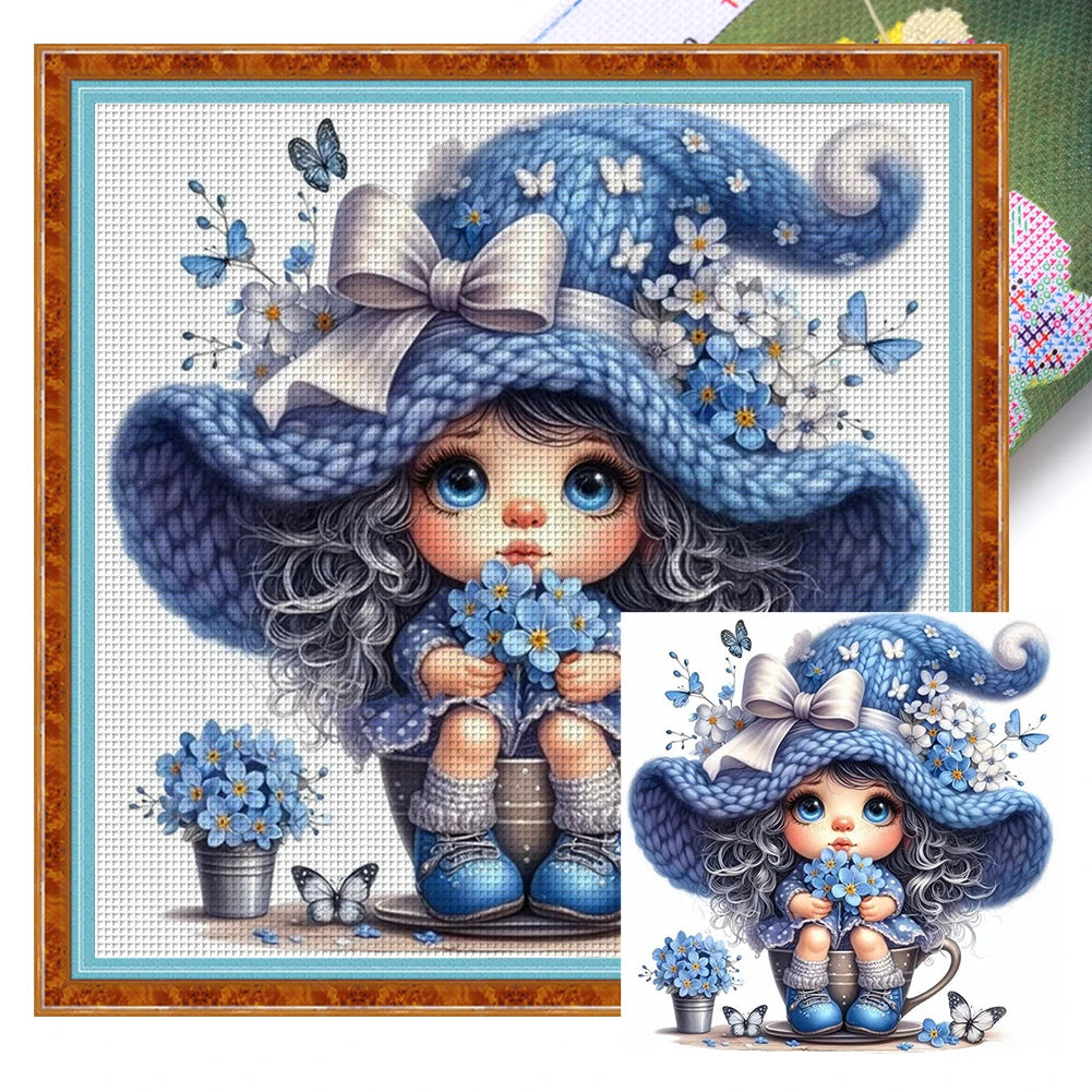 Full Embroidery cotton Thread 11CT Printed Gnome Cross Stitch Kit Art