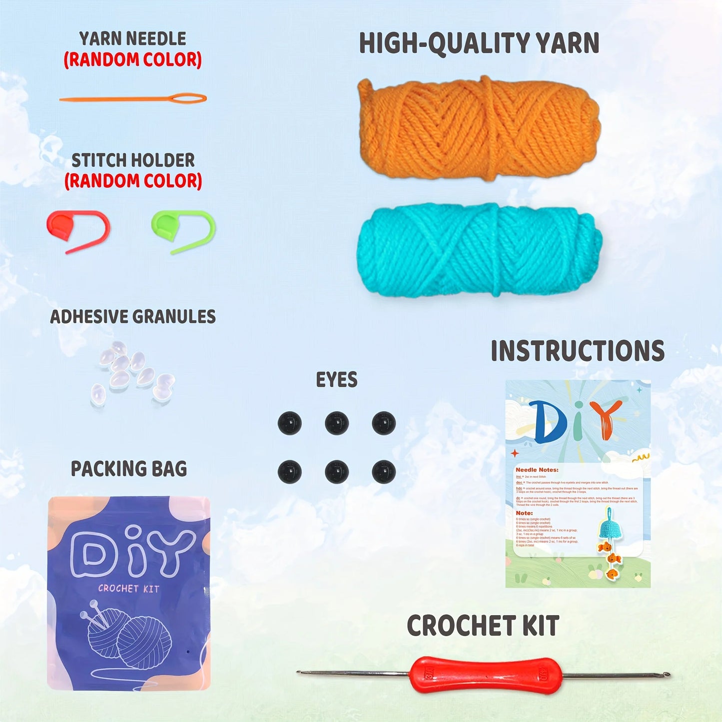 1pc Goldfish Wind Chime Crochet Kit, Amigurumi Knitting Kit, Including Yarn, Hook, Step-by-Step Video Tutorials And Instruction