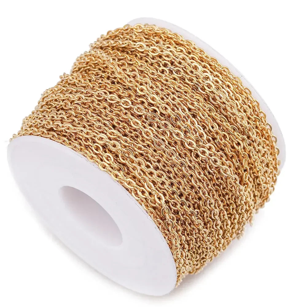 2m Stainless Steel Chain for Jewelry Making Supplies Cable Rose Gold Silver Chains Necklace for Diy Jewelry Findings Wholesale