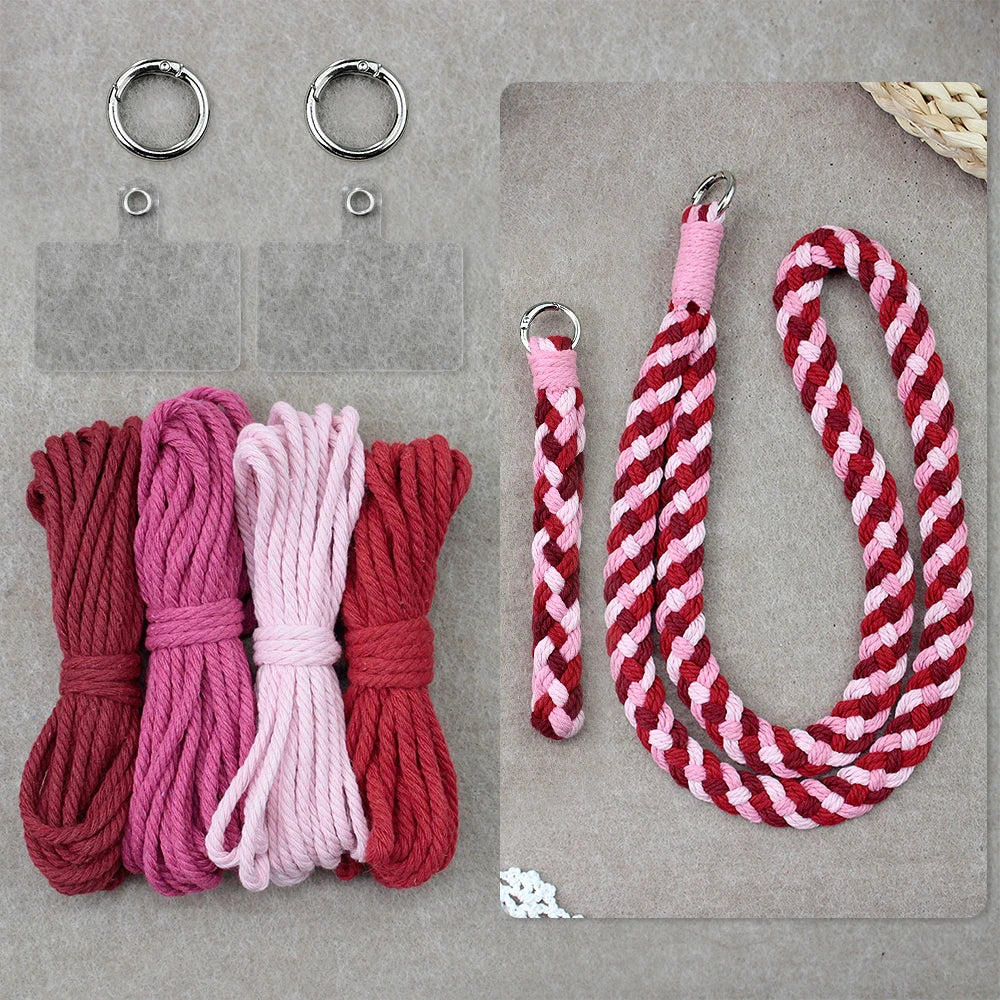 2pcs Handicrafts Lanyard Combo Material Kit DIY Wrist Strap Keychain Mobile Phone Lanyard Macrame Kit With Tutorial For Beginner