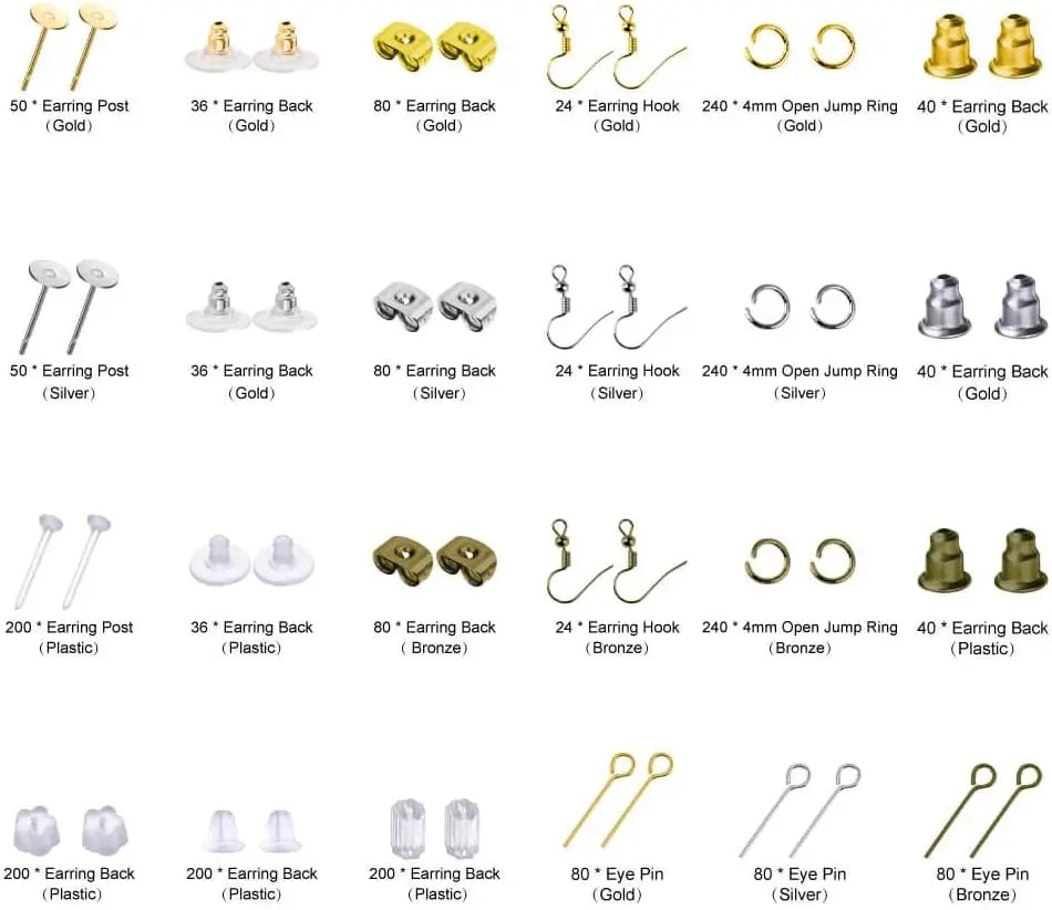 2400Pcs Earring Making Supplies Kit with 24 Style Earring Hooks, Earring Backs