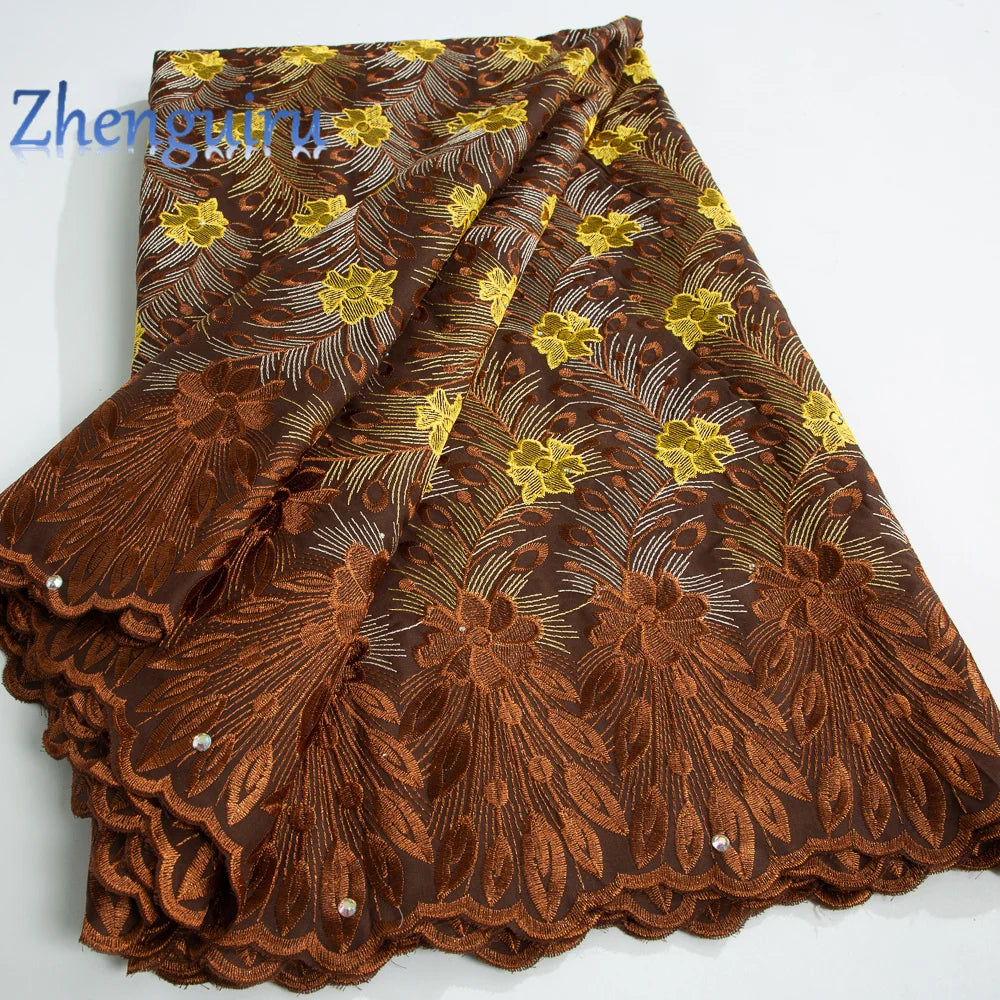 African Lace Fabric 2025 Swiss Voile Cotton Lace Elegant Nigerian Embroidered Cotton Lace Fabric 5 Yards for Women Sew A4016