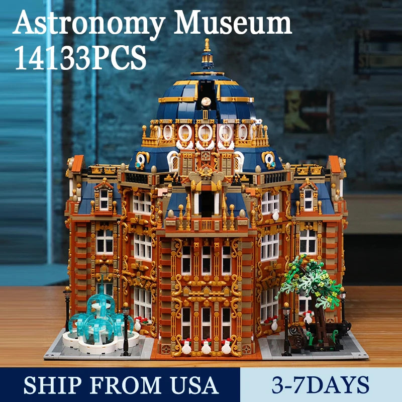 14133PCS Astronomy Museum Building Blocks Model Creative Street View Samll Particle High Difficulty Assembly Bricks Toys Gifts