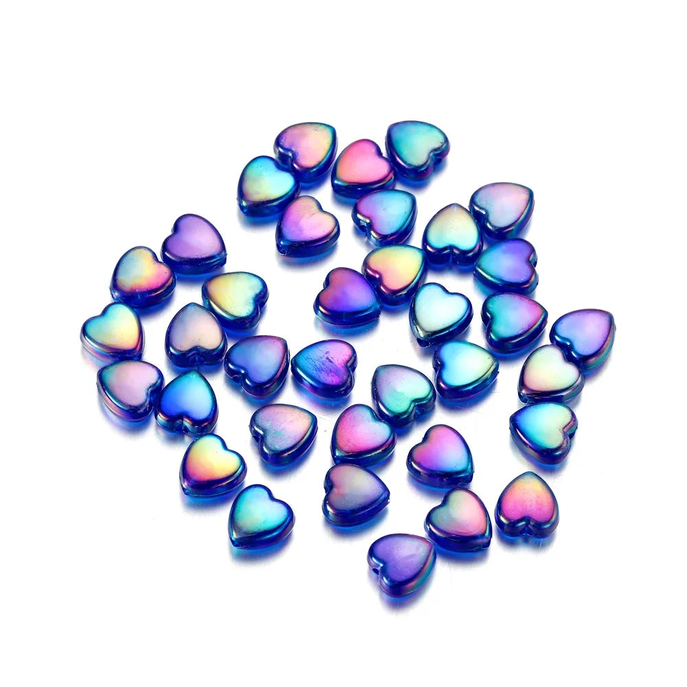 50/100Pcs 9mm AB Color Heart Bead Colorful Acrylic Spacer Loose Beads for DIY Bracelet Necklace Jewelry Making Findings Supplies