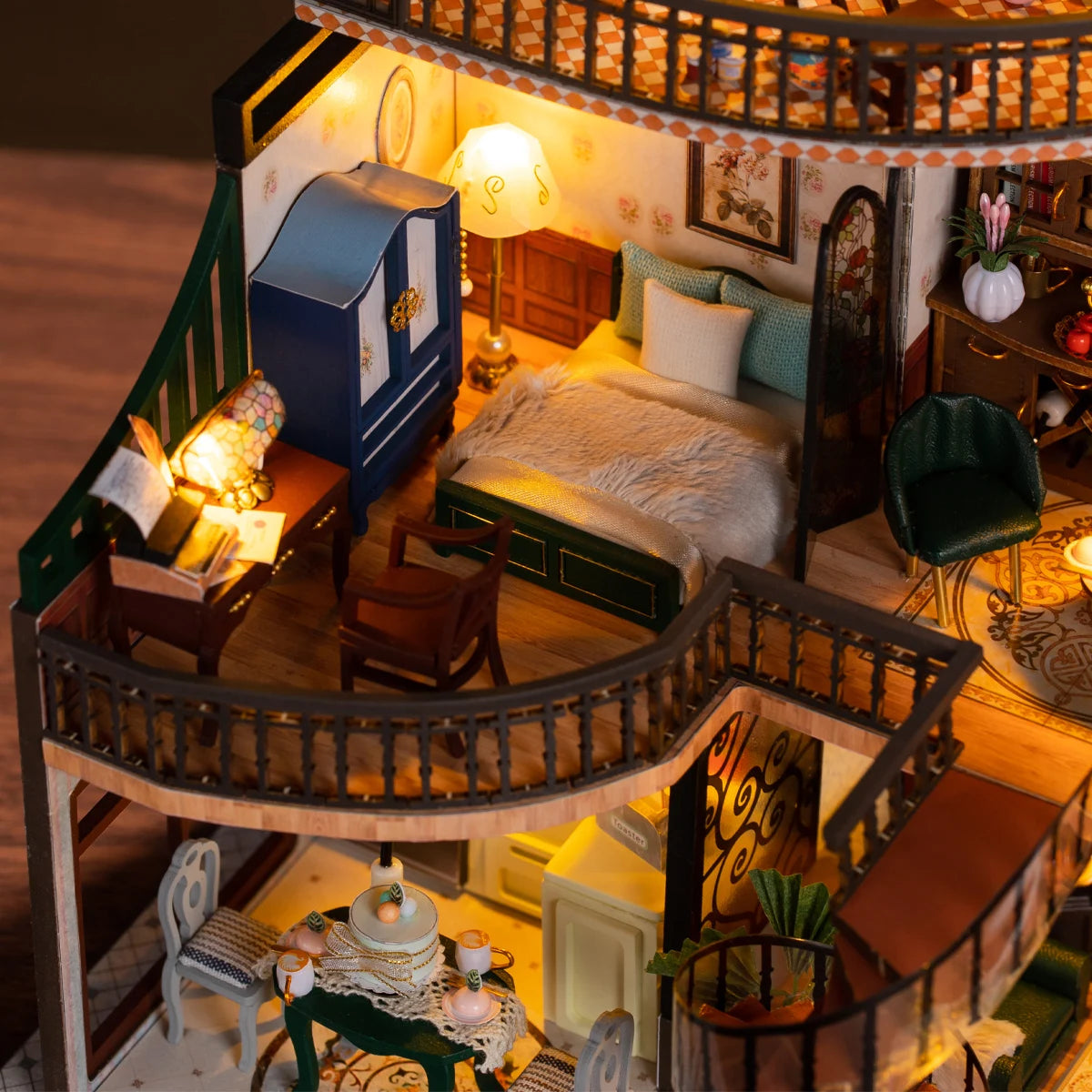 DIY Miniature Dollhouse Toy Set with Music Box and 3D Puzzle Model Architecture Suitable for Male, Female, Adolescent, Adult
