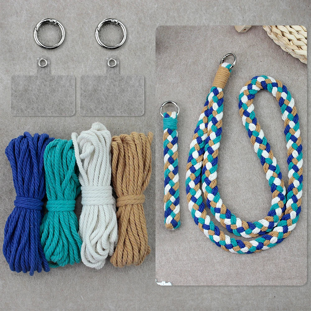 2pcs Handicrafts Lanyard Combo Material Kit DIY Wrist Strap Keychain Mobile Phone Lanyard Macrame Kit With Tutorial For Beginner