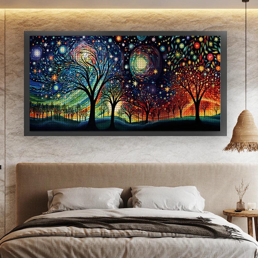 Full Embroidery cotton Thread 11CT Starry Night Cross Stitch Kit 100x45cm