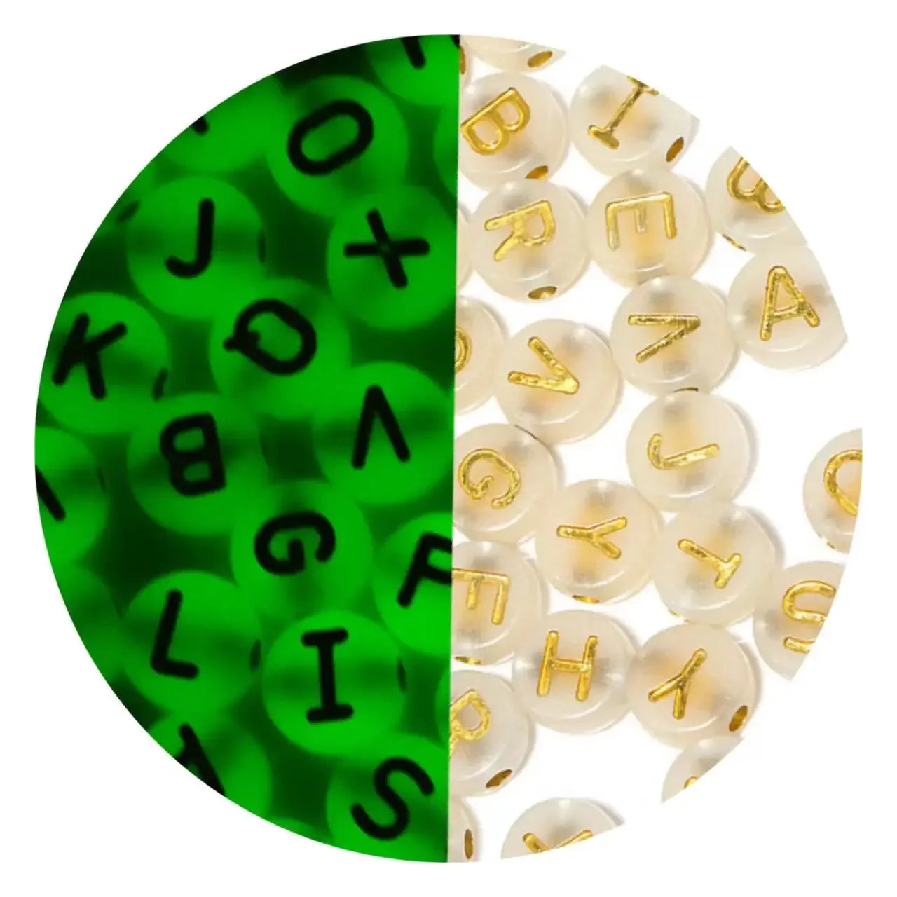 100/200/300/500pcs Acrylic Luminous Beads Round Heart Flower Square Alphabet Beads For Jewelry Making Diy Bracelet Accessorie