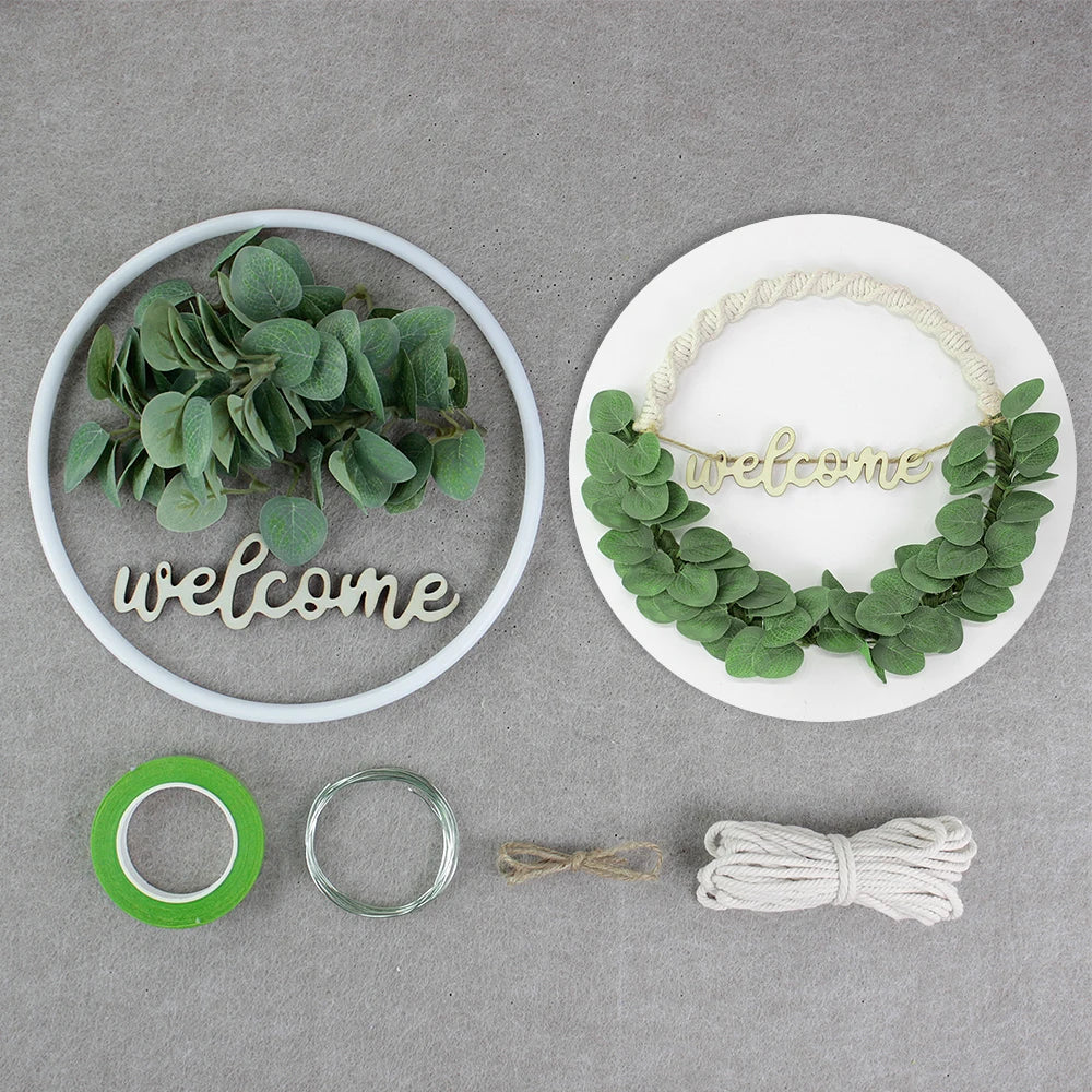 Bohemian Style Macrame Leaf Wreath DIY Kit Beginner Friendly Weaving Material Bundle with Tutorial for Handmade Craft