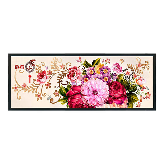 Peony Full Cross Stitch 11CT Cotton Thread Printed Embroidery Kit Decor 110x40cm
