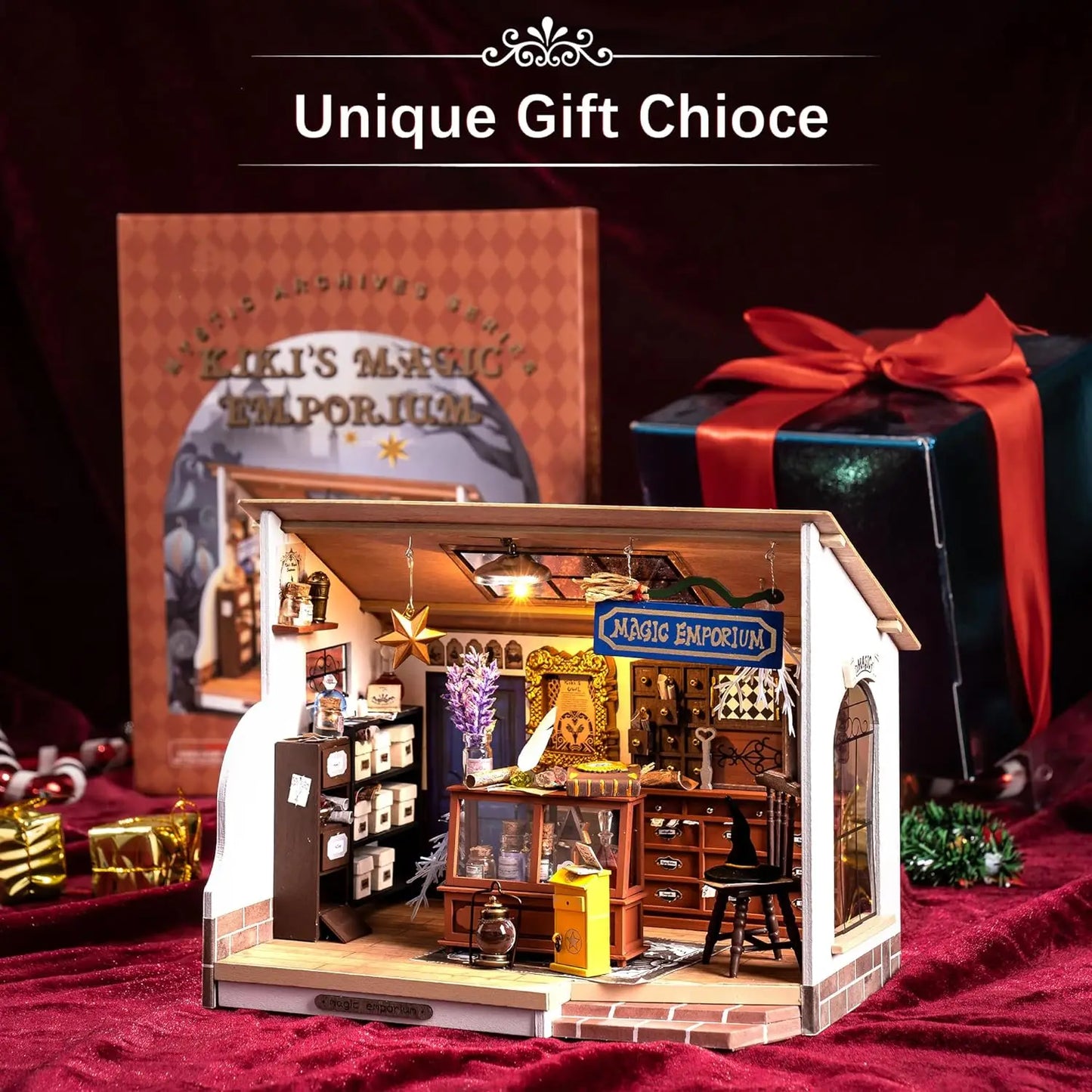Robotime Rolife DIY Miniature House Kit  Wooden Dollhouse Kiki's Magic Emporium for Girls Adults Gifts Christmas
