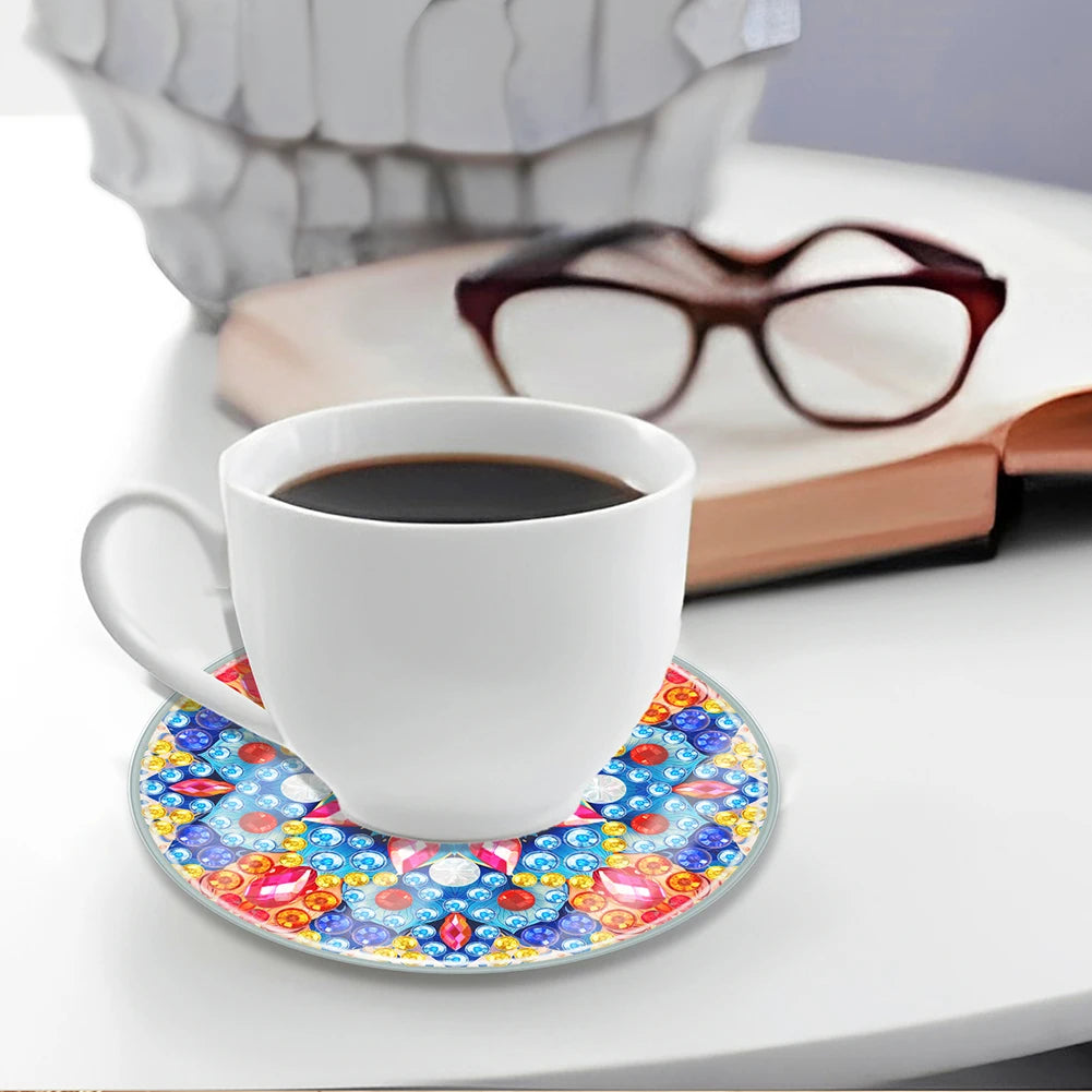 6PCS Diamond Painting Art Coaster Kit Mandala Acrylic Small Monster Washable with Holder for Adults Kids Beginner Gift Supplies