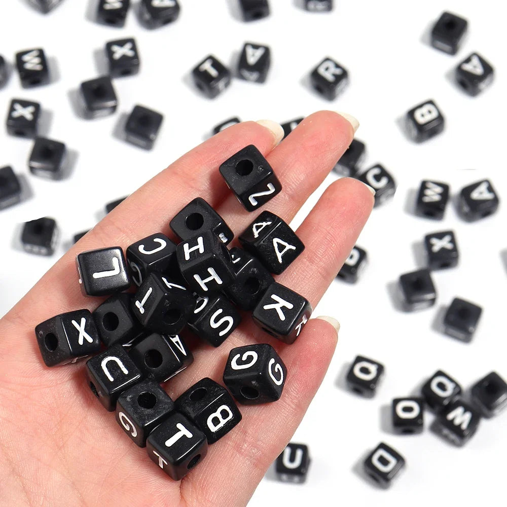 4.5/10mm Charm Square Black Letter Acrylic Beads Cube Loose Spacer Alphabet Beads For Jewelry Making Diy Handmade Supplies