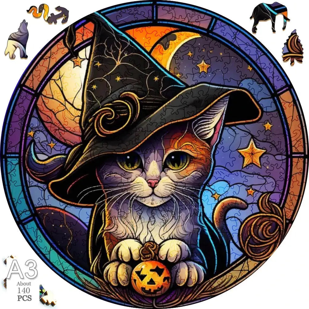 Animal Puzzle Wood Tiger Sailboat Cat Wooden Puzzles Medium Difficulty Jigsaws for Kids Adult Holiday Gifts Home Deco