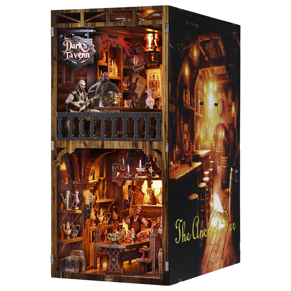 Book Nook Kit Sean's Bar DIY Wooden Puzzle Whiskey Bar Beer bar Bookshelf Dollhouse Model Bookend Building Home Decoration