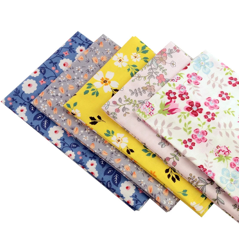 Teramila 5 PCS/Pack Cotton Fabirc Flower Printed Cloth For Hair Bows Sewing Quilt Doll Costume, Scrapbook Decoration Accessories