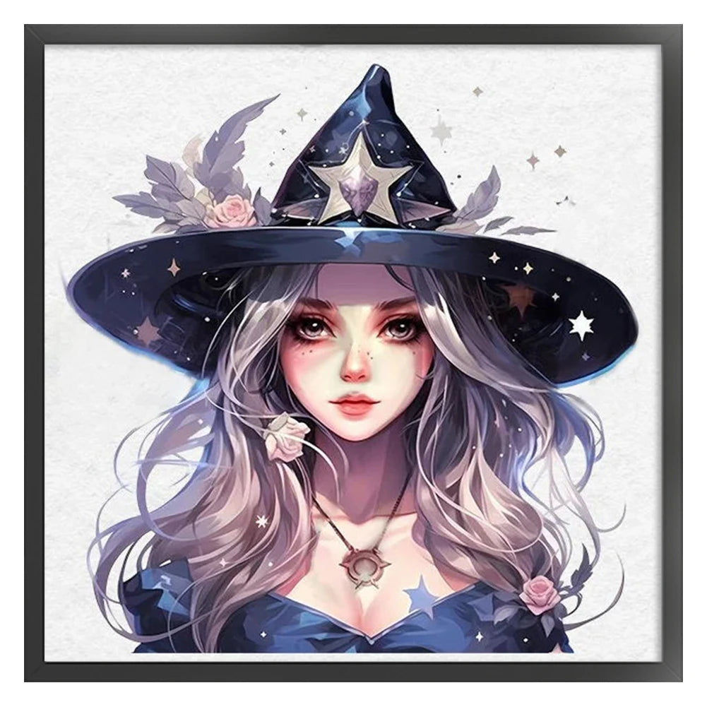 Full Embroidery Cotton Thread 11CT Printed Halloween Witch Cross Stitch 60x60cm