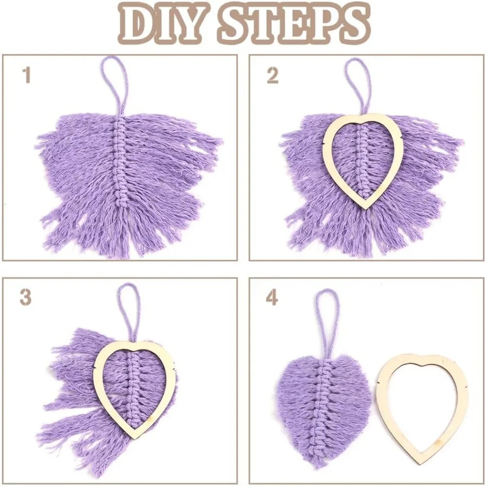 4Pcs Macrame Supplies Set Wooden Macrame Leaf Template Macrame Cutting Moulds and Comb for Making Macrame Feather making kit