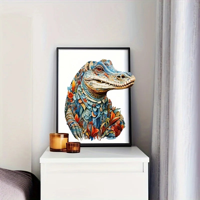 Crocodile Wooden Jigsaw Puzzles Adult, Animal Natural Wood Puzzle, Best Christmas Gift And Family Games Magic Puzzle, Toys, Deco