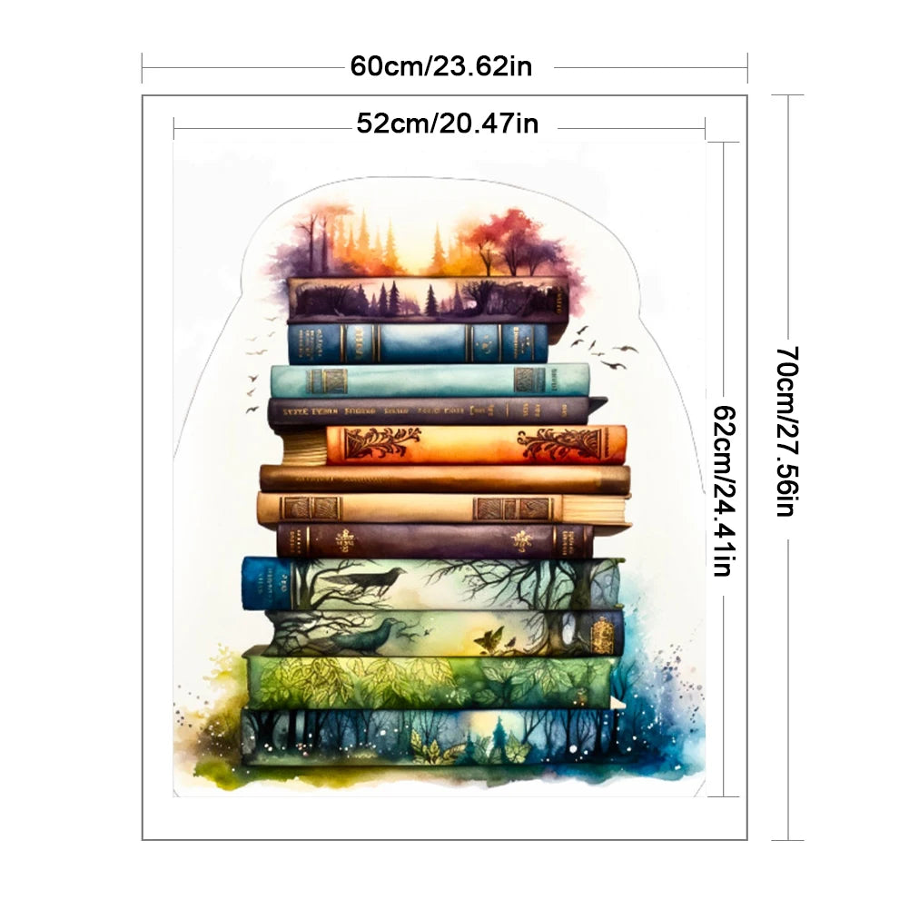Full Embroidery cotton Thread 11CT Printed Pile of Book Cross Stitch 60x70cm