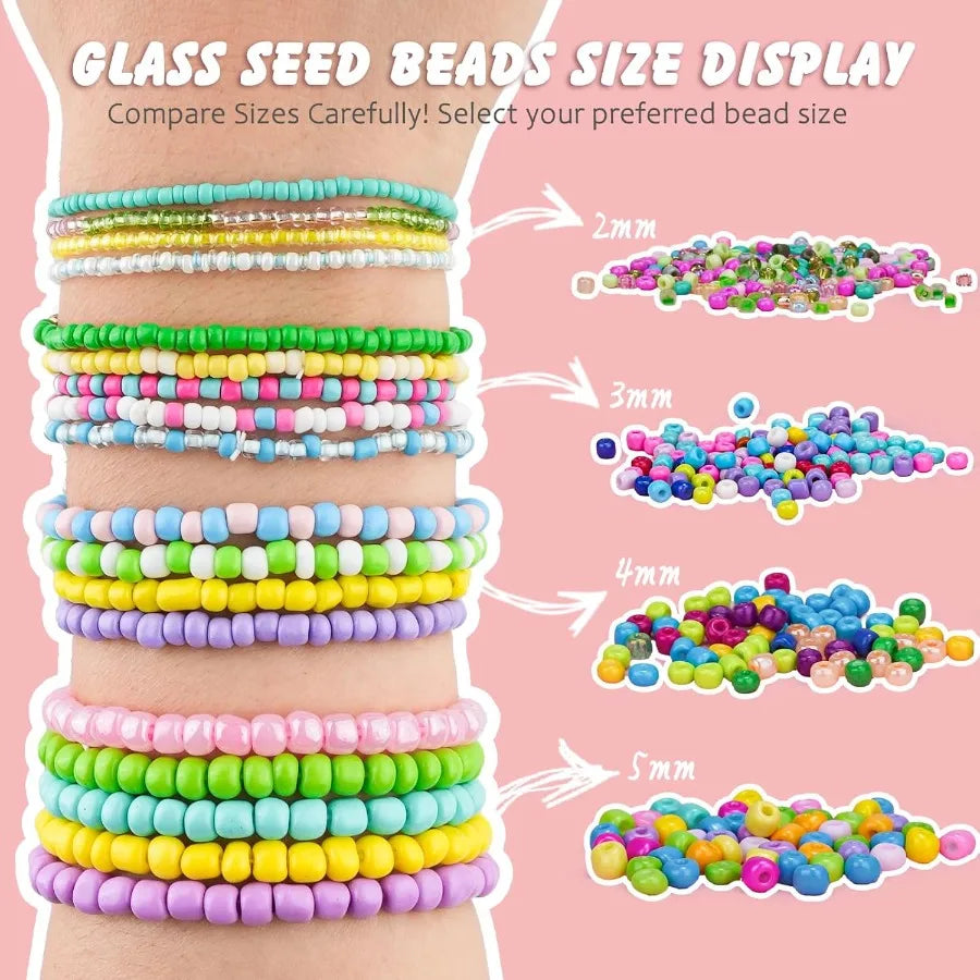 4mm Glass Seed Beads Friendship Bracelet Kit 15500pcs 96 Colors 6 0 Small Beads for Bracelet Making Kit Waist Bead with String