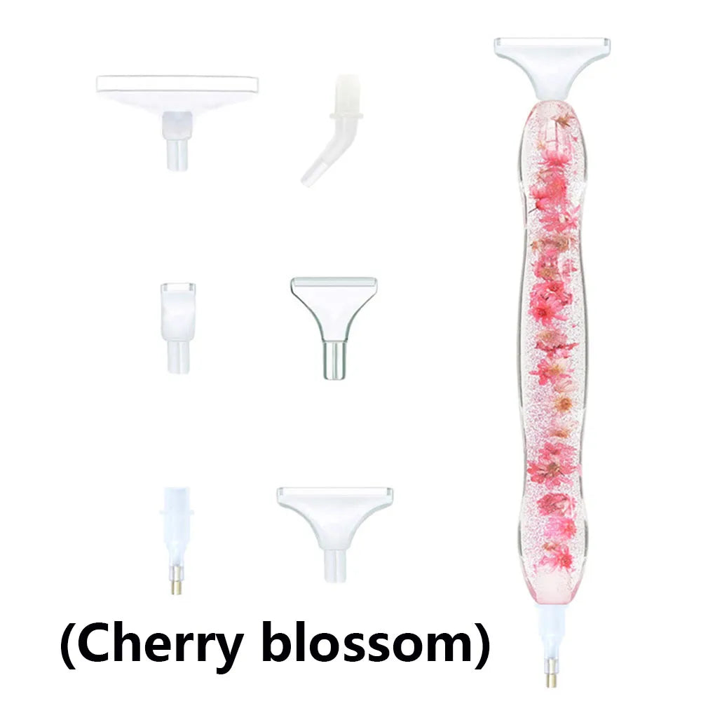 5D Resin Diamond Painting Pen With 6pcs Plastic Replacement Pen Heads Flower Point Drill Pens DIY Art Crafts Diamond Painting