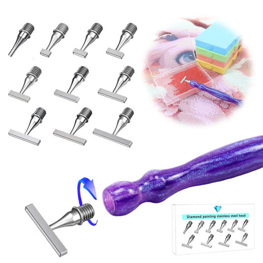 Resin Diamond Painting Pen Tip Multifunctional Stainless Steel Threaded Tip Stainless Steel Point Drill Pens Head for DIY Crafts