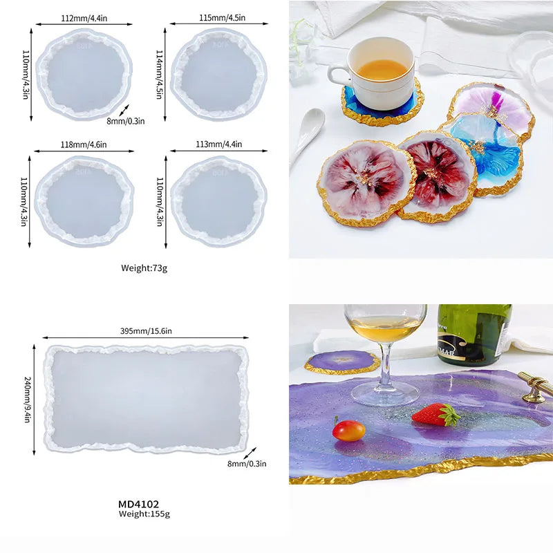 DIY Crystal Silicone Mold Three-layer Fruit Plate Tea Plate Disc Epoxy Resin Molds Cup Pad Mould For Resin Art Home Decoration