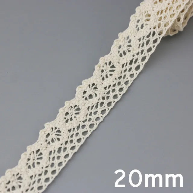 Cotton Lace Ribbon Beige DIY Handmade Wedding Party Craft Gift Packing Patchwork Crocheted Lace (5 meters/lot)