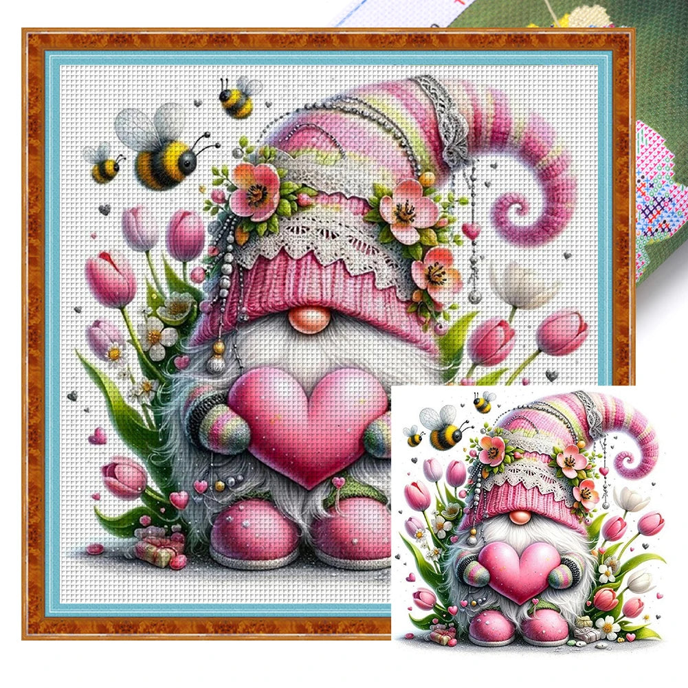 Full Embroidery Eco-cotton Thread 11CT Printed Gnome Cross Stitch Kit Art